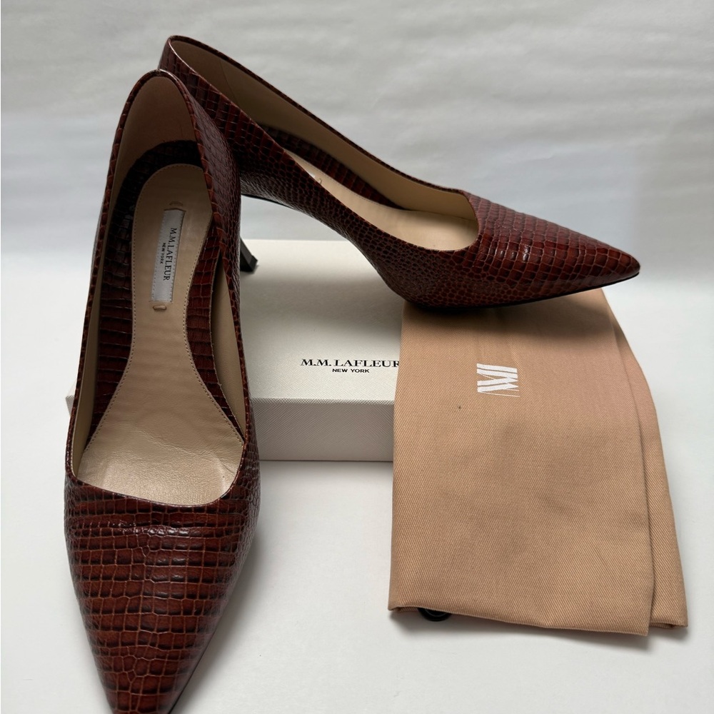 SOLD MM Lafleur Ginger Women's Burgundy Croc-Pattern Leather Heels